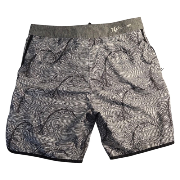 Hurley Men’s Board Shorts Size 31 Gray Black Swim Trunks Surf Beachwear - Picture 4 of 10